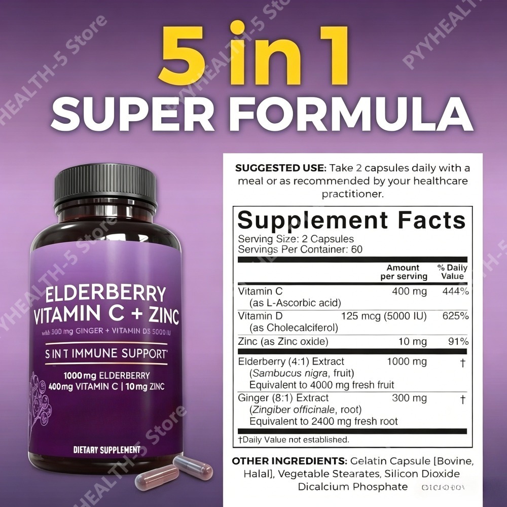 Elderberry Capsules with Vitam - Herbal Wellness Blend 评论和价格
