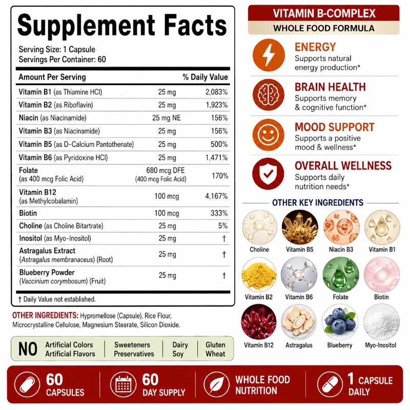 B Complex Vitamins Supplement  - Herbal Wellness Blend 评论和价格